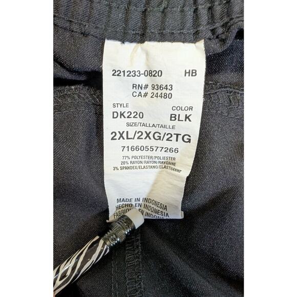 Dickies Women's Plus Black Stretch Flare Leg Drawstring Srubs Pants, XXL - Picture 2 of 12